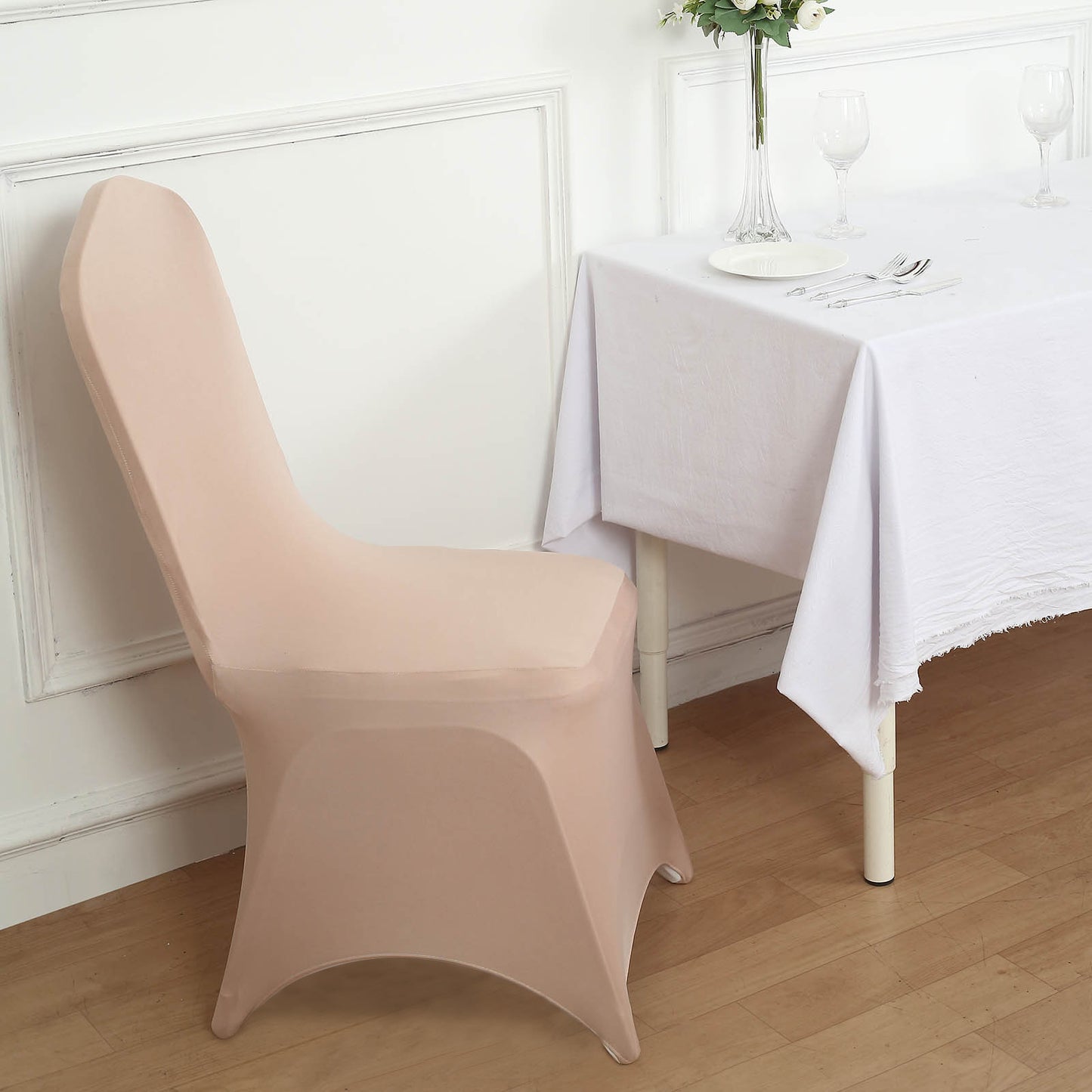 Nude Spandex Stretch Fitted Banquet Chair Cover - 160 GSM