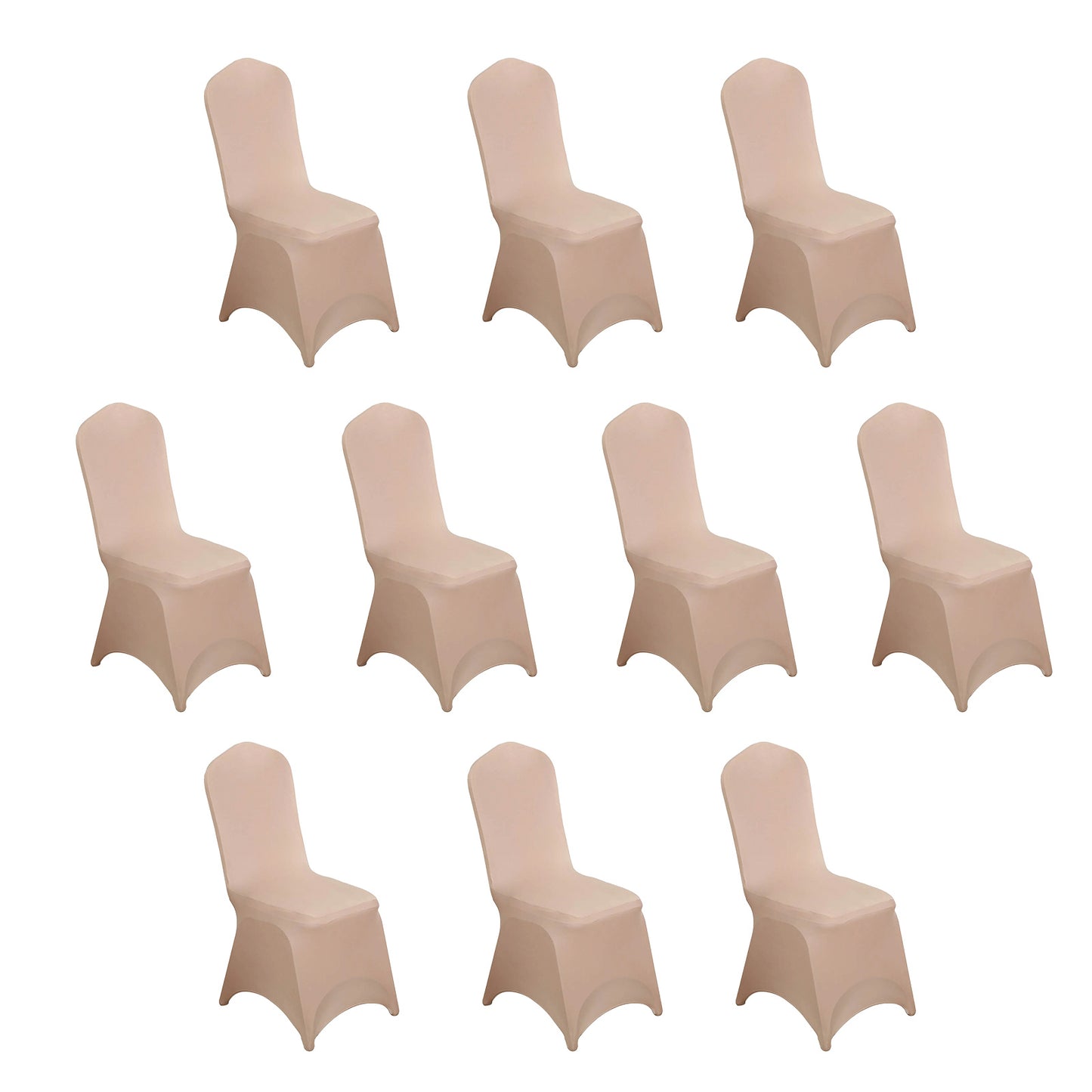 10 Pack Nude Spandex Fitted Banquet Chair Covers, Reusable Stretched Slip On Chair Covers