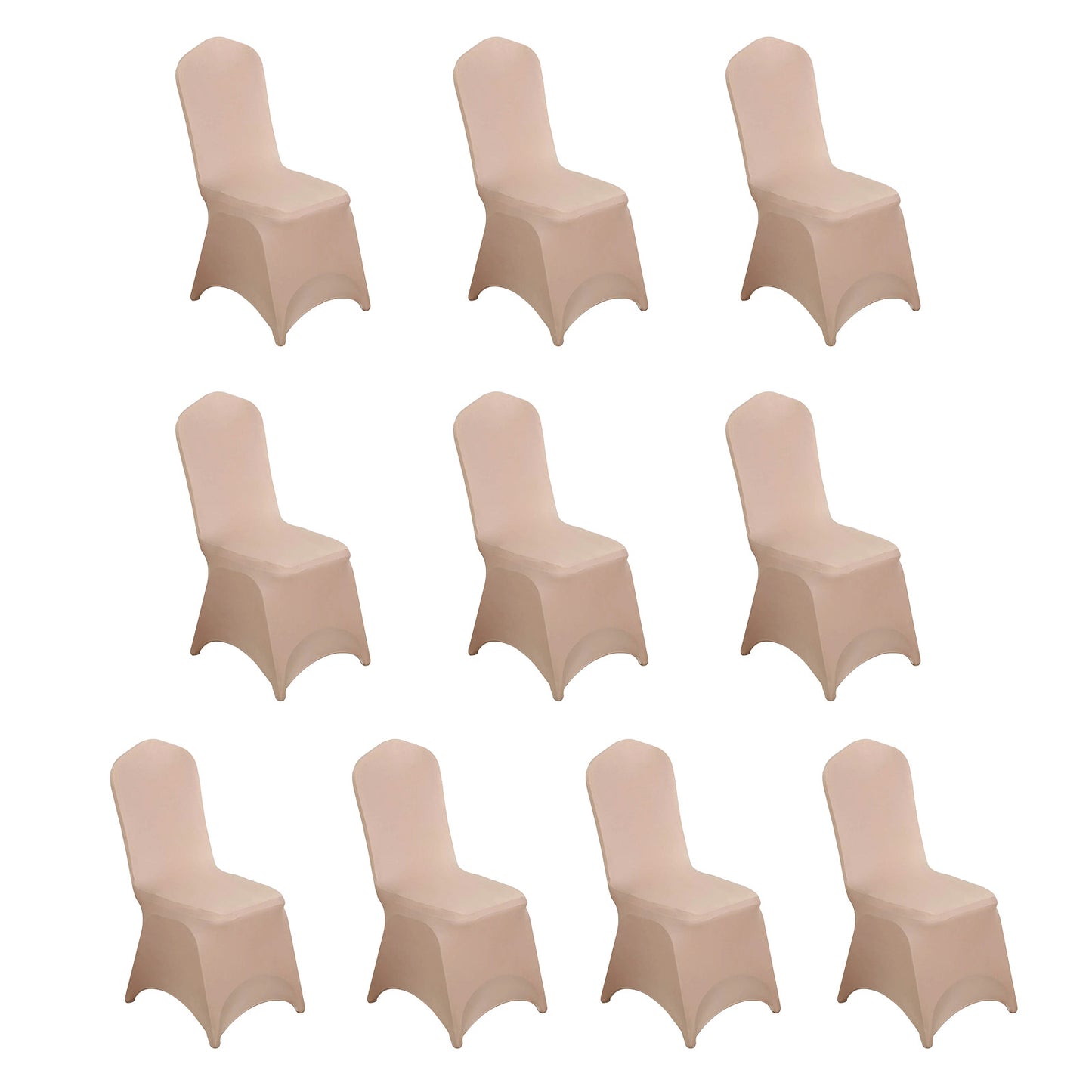 10 Pack Nude Spandex Fitted Banquet Chair Covers, Reusable Stretched Slip On Chair Covers