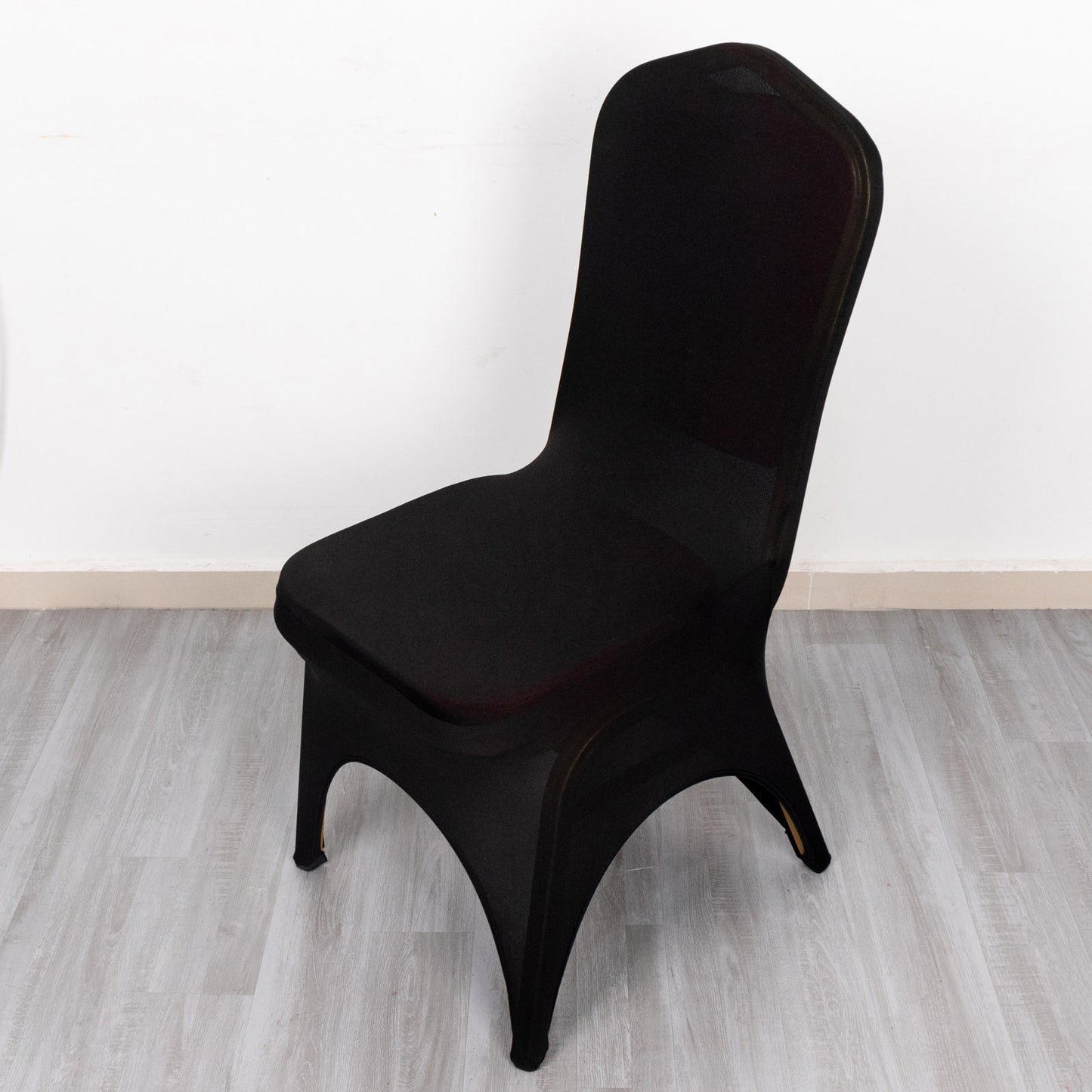 3-Way Open Arch Black Premium Stretch Spandex Wedding Chair Cover, Fitted Banquet Chair Cover with Foot Pockets - 160 GSM