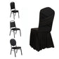 Black Spandex Banquet Chair Cover with Ruffle Skirt & Cross Back Sash – Stretch Slipcover for Events
