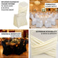 White spandex banquet chair cover with ruffle skirt and cross back sash.