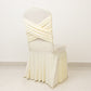 Ivory Spandex Banquet Chair Cover with Ruffle Skirt & Cross Back Sash – Stretch Slipcover for Events