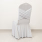 White Spandex Banquet Chair Cover with Ruffle Skirt & Cross Back Sash – Stretch Slipcover for Events