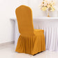 Gold ruffle pleated chair slipcover for banquet settings.