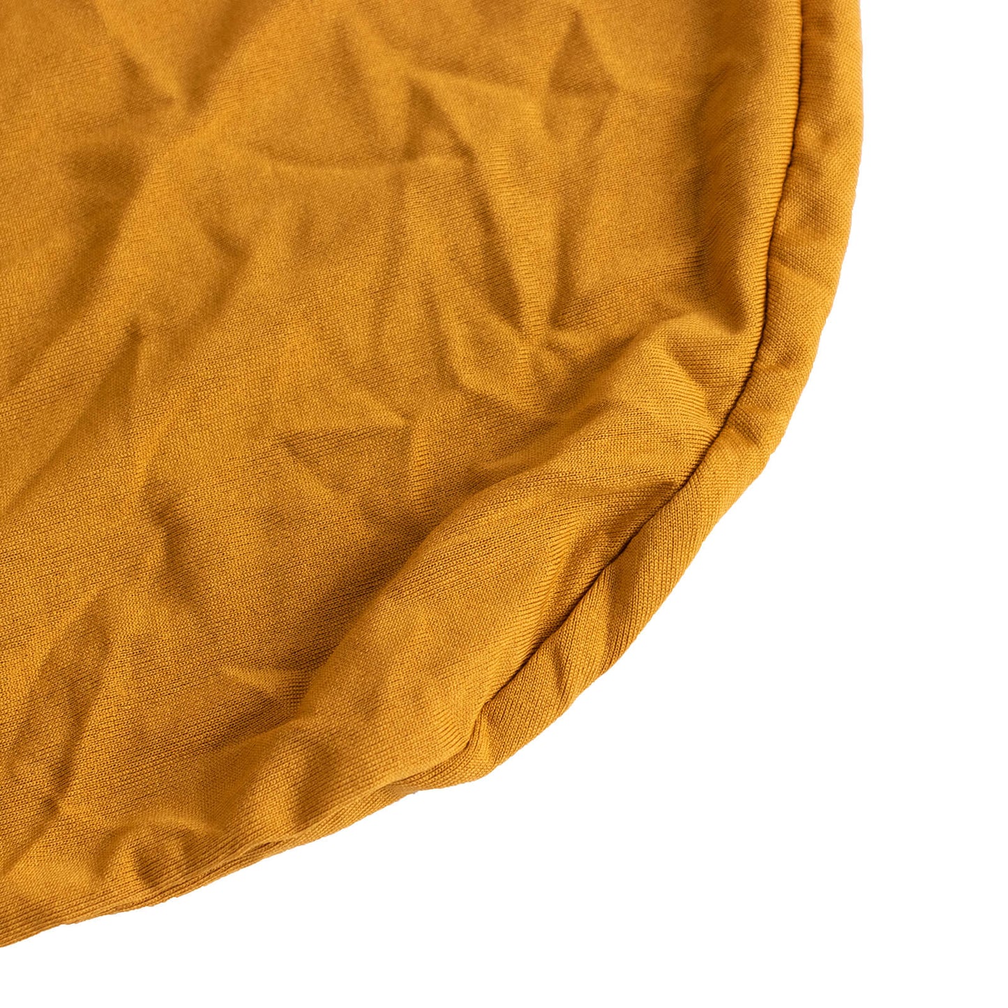 Gold ruffle pleated skirt banquet spandex chair slipcover close-up.