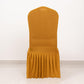Gold ruffle pleated spandex chair slipcover for banquet settings.