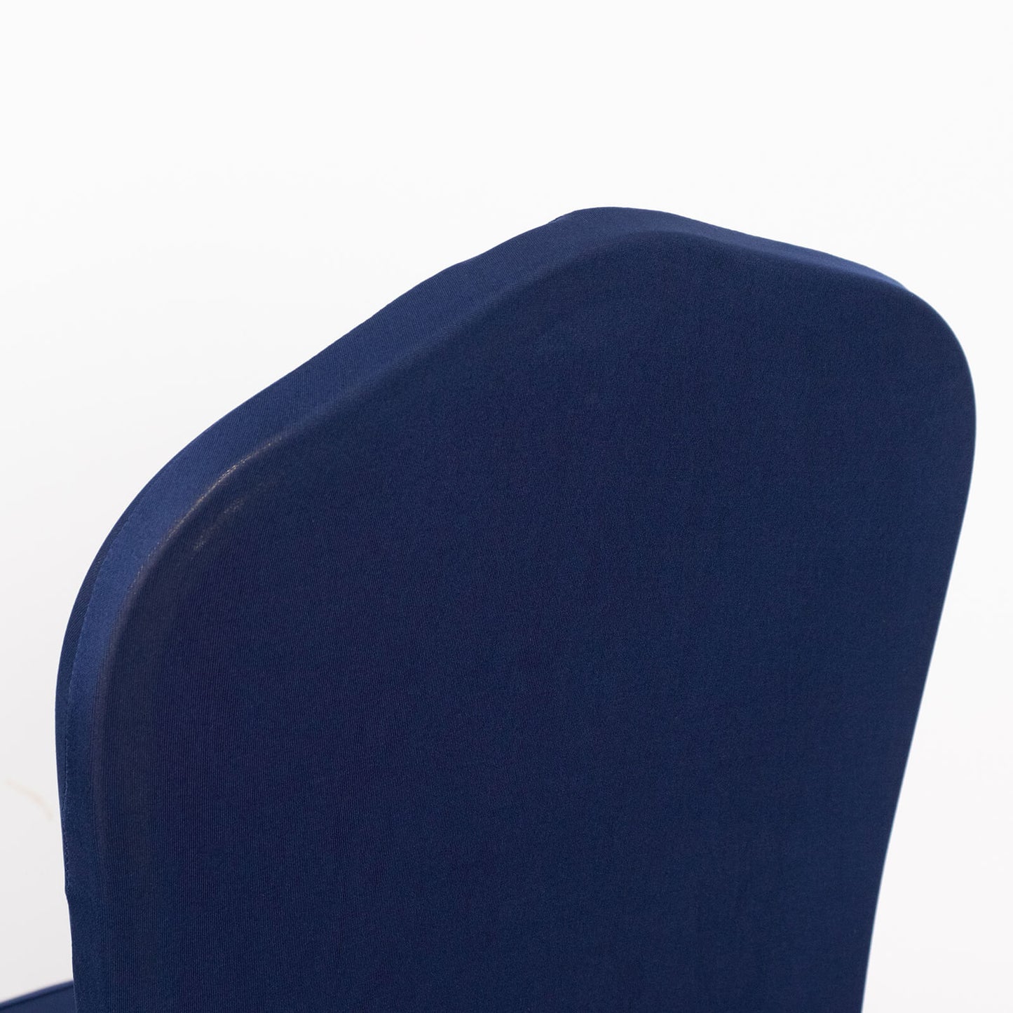 Navy ruffle pleated chair slipcover for banquet events.