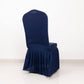 Navy ruffle pleated spandex chair slipcover for banquet use.
