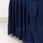 Navy ruffle pleated spandex chair slipcover for banquet seating.