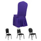Purple ruffle pleated spandex chair slipcover for elegant banquet settings.