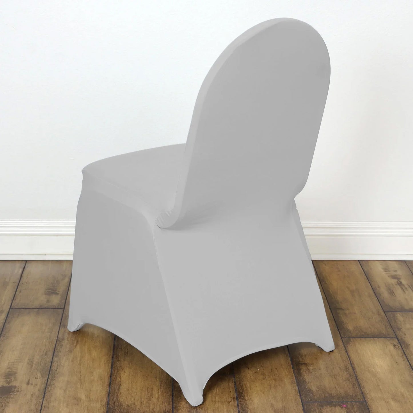 10 Pack Silver Spandex Fitted Banquet Chair Covers, Reusable Stretched Slip On Chair Covers