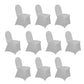 10 Pack Silver Spandex Fitted Banquet Chair Covers, Reusable Stretched Slip On Chair Covers