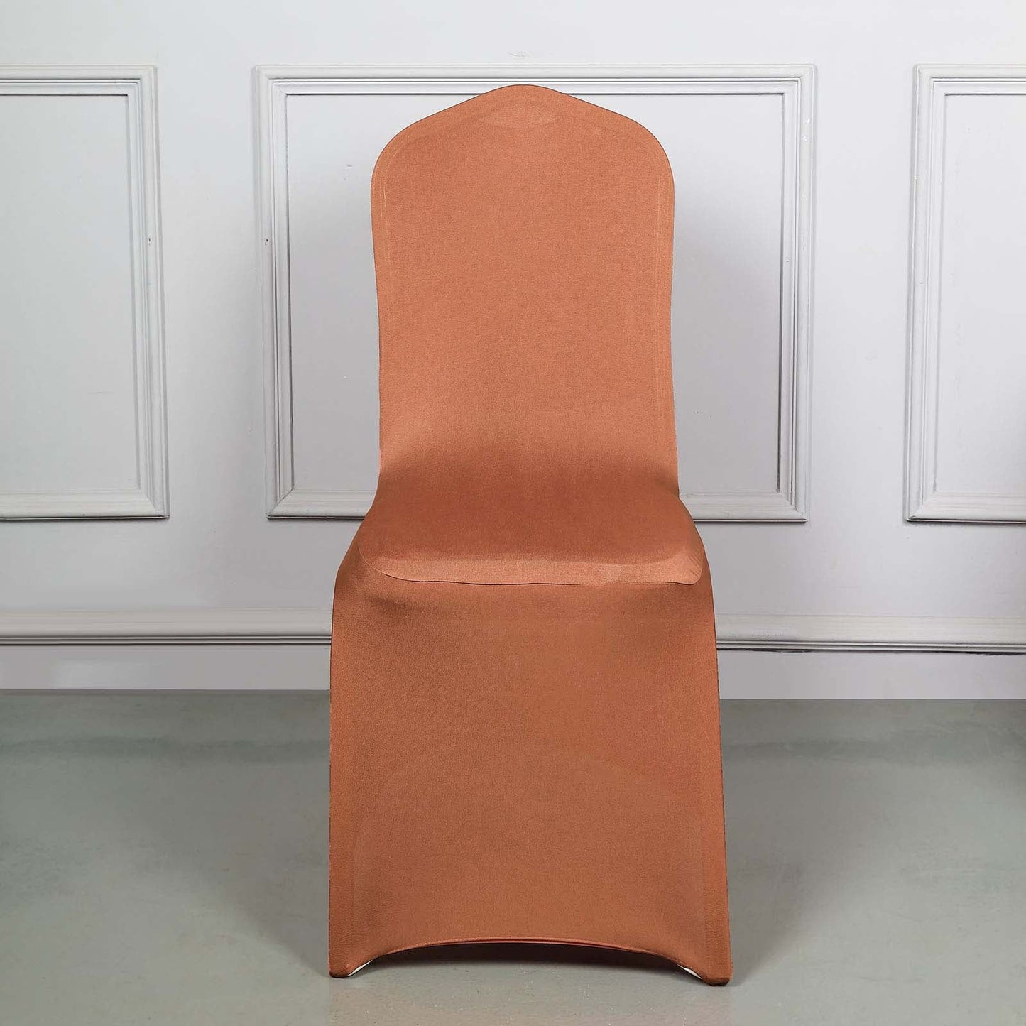 10 Pack Terracotta (Rust) Spandex Fitted Banquet Chair Covers, Reusable Stretched Slip On Chair Covers