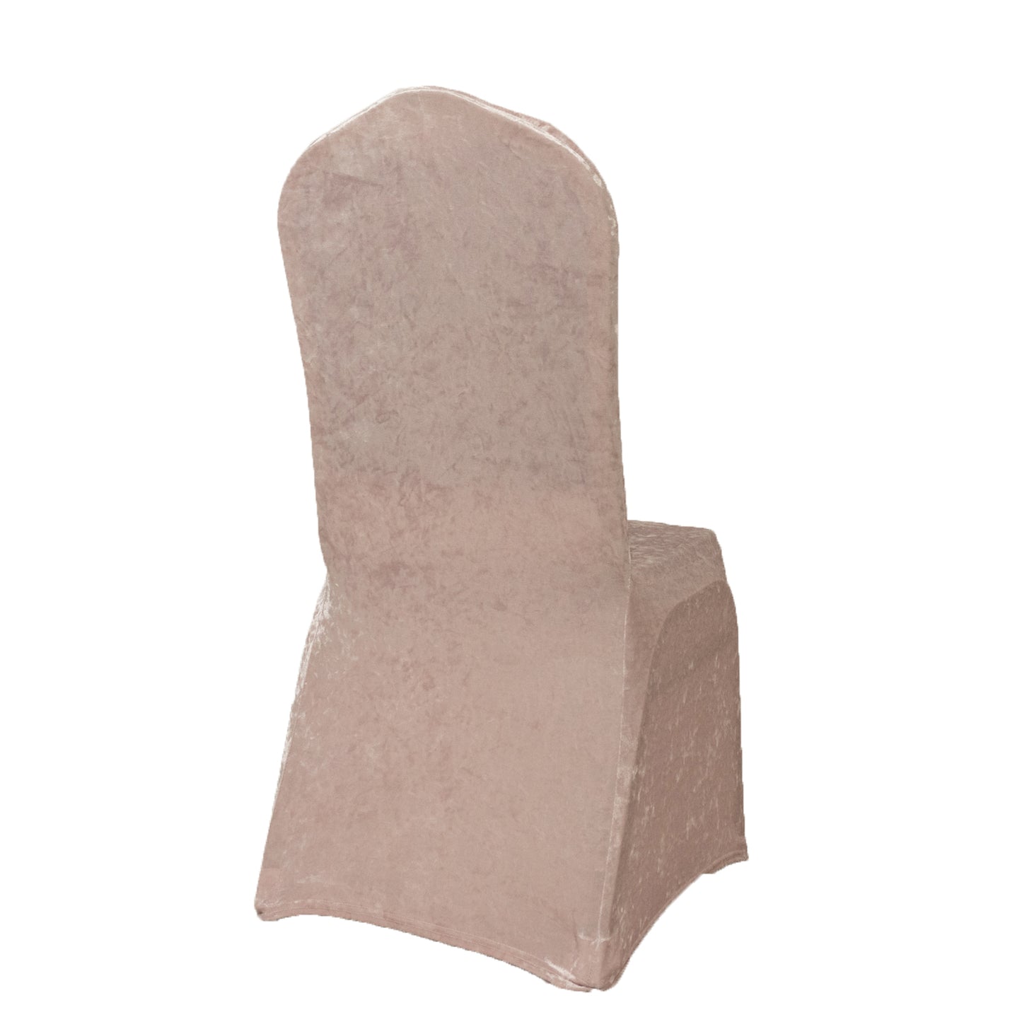 Blush Crushed Velvet Spandex Stretch Wedding Chair Cover With Foot Pockets, Fitted Banquet Chair Cover - 190 GSM