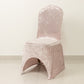 Blush Crushed Velvet Spandex Stretch Wedding Chair Cover With Foot Pockets, Fitted Banquet Chair Cover - 190 GSM