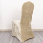 Beige Crushed Velvet Spandex Stretch Wedding Chair Cover With Foot Pockets, Fitted Banquet Chair Cover - 190 GSM
