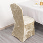 Beige Crushed Velvet Spandex Stretch Wedding Chair Cover With Foot Pockets, Fitted Banquet Chair Cover - 190 GSM