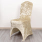 Beige Crushed Velvet Spandex Stretch Wedding Chair Cover With Foot Pockets, Fitted Banquet Chair Cover - 190 GSM