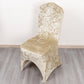 Beige Crushed Velvet Spandex Stretch Wedding Chair Cover With Foot Pockets, Fitted Banquet Chair Cover - 190 GSM