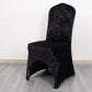 Black Crushed Velvet Spandex Stretch Wedding Chair Cover With Foot Pockets, Fitted Banquet Chair Cover - 190 GSM