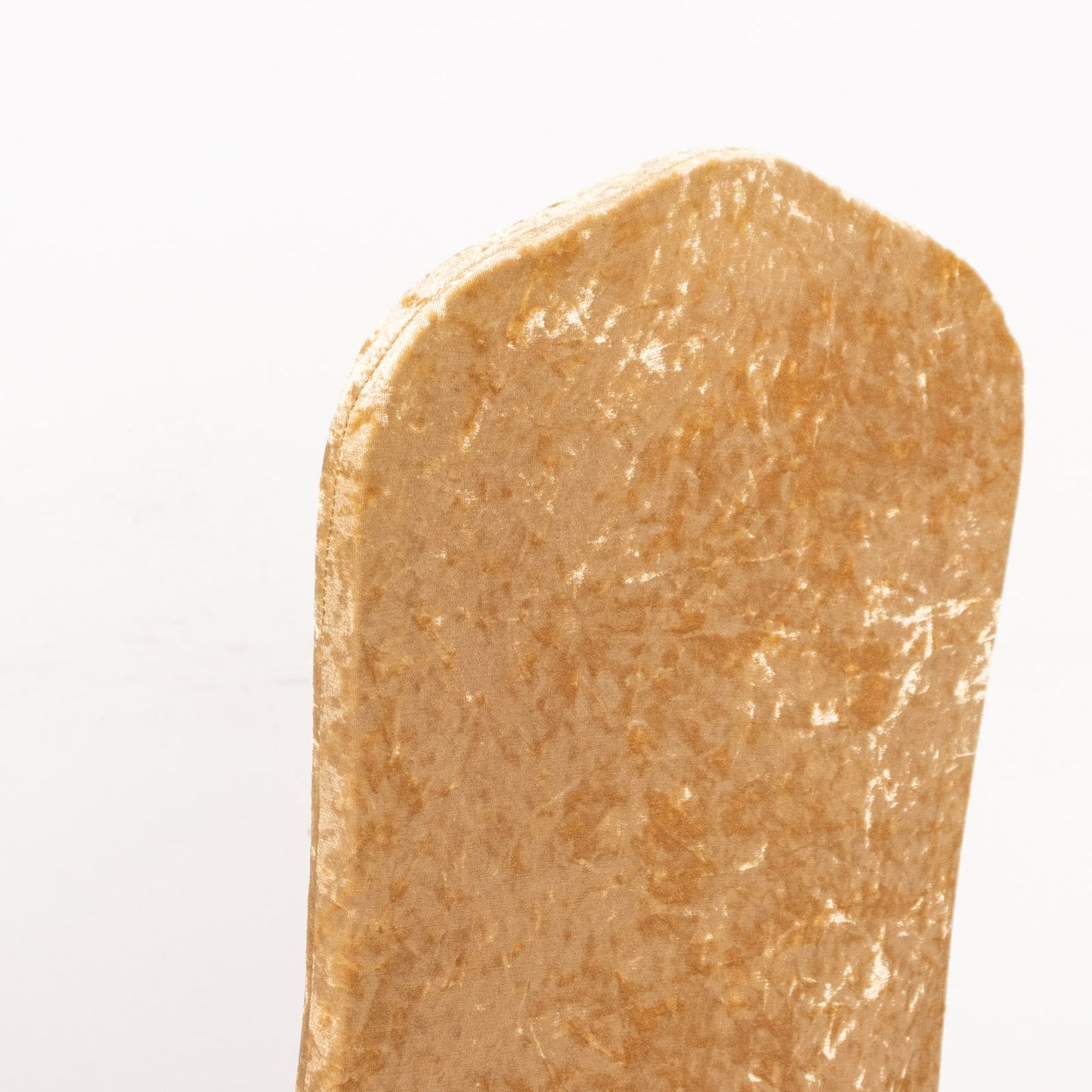 Champagne Crushed Velvet Spandex Stretch Wedding Chair Cover With Foot Pockets, Fitted Banquet Chair Cover - 190 GSM