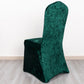 Hunter Emerald Green Crushed Velvet Spandex Stretch Wedding Chair Cover With Foot Pockets, Fitted Banquet Chair Cover - 190 GSM