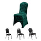 Hunter Emerald Green Crushed Velvet Spandex Stretch Wedding Chair Cover With Foot Pockets, Fitted Banquet Chair Cover - 190 GSM