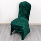 Hunter Emerald Green Crushed Velvet Spandex Stretch Wedding Chair Cover With Foot Pockets, Fitted Banquet Chair Cover - 190 GSM