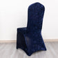 Navy Blue Crushed Velvet Spandex Stretch Wedding Chair Cover With Foot Pockets, Fitted Banquet Chair Cover - 190 GSM