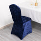 Navy Blue Crushed Velvet Spandex Stretch Wedding Chair Cover With Foot Pockets, Fitted Banquet Chair Cover - 190 GSM