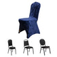 Navy Blue Crushed Velvet Spandex Stretch Wedding Chair Cover With Foot Pockets, Fitted Banquet Chair Cover - 190 GSM