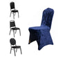 Navy Blue Crushed Velvet Spandex Stretch Wedding Chair Cover With Foot Pockets, Fitted Banquet Chair Cover - 190 GSM