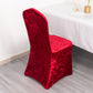 Red Crushed Velvet Spandex Stretch Wedding Chair Cover With Foot Pockets, Fitted Banquet Chair Cover - 190 GSM