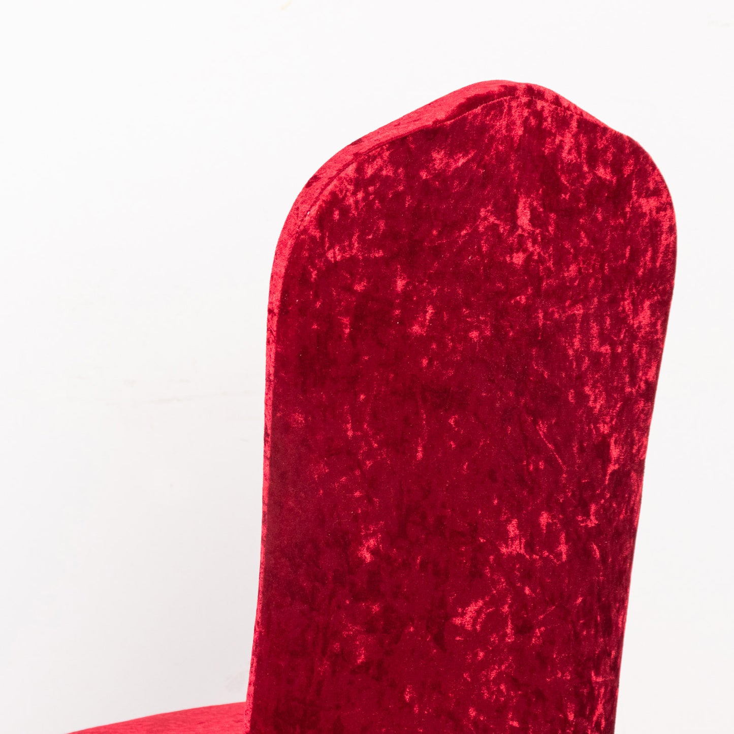 Red Crushed Velvet Spandex Stretch Wedding Chair Cover With Foot Pockets, Fitted Banquet Chair Cover - 190 GSM
