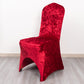Red Crushed Velvet Spandex Stretch Wedding Chair Cover With Foot Pockets, Fitted Banquet Chair Cover - 190 GSM