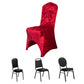 Red Crushed Velvet Spandex Stretch Wedding Chair Cover With Foot Pockets, Fitted Banquet Chair Cover - 190 GSM