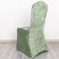 Sage Green Crushed Velvet Spandex Stretch Wedding Chair Cover With Foot Pockets, Fitted Banquet Chair Cover - 190 GSM