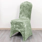Sage Green Crushed Velvet Spandex Stretch Wedding Chair Cover With Foot Pockets, Fitted Banquet Chair Cover - 190 GSM