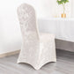 White Crushed Velvet Spandex Stretch Wedding Chair Cover With Foot Pockets, Fitted Banquet Chair Cover - 190 GSM