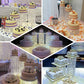 Metallic silver cake stand with crystal chains for desserts and cupcakes.