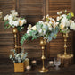 Set of 3 | Metallic Gold Vintage Style Flute Table Vases, Trumpet Flower Centerpiece Stands - 13",16",19"
