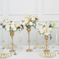 Set of 3 | Metallic Gold Vintage Style Flute Table Vases, Trumpet Flower Centerpiece Stands - 13",16",19"