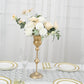 Set of 3 | Metallic Gold Vintage Style Flute Table Vases, Trumpet Flower Centerpiece Stands - 13",16",19"