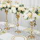 Set of 3 | Metallic Gold Vintage Style Flute Table Vases, Trumpet Flower Centerpiece Stands - 13",16",19"