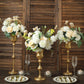 Set of 3 | Metallic Gold Trumpet Flower Vase Centerpieces, Flute Table Decorative Stands