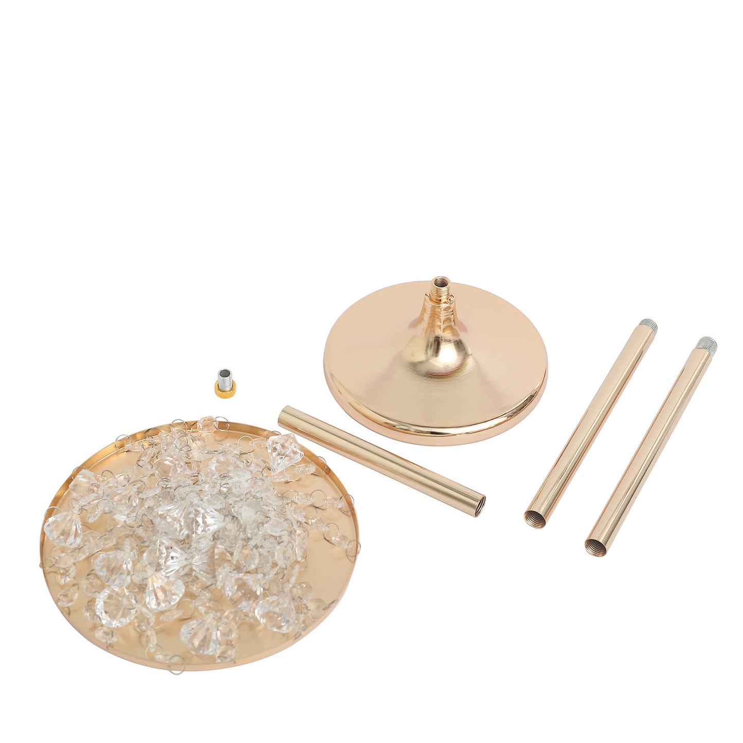 2 Pack 24" Gold Metal Flower Stand Wedding Centerpiece with Acrylic Beaded Chains, Crystal Flower Pedestal Table Centerpiece