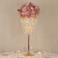 38" Crystal Pendant 4-Tier Table Centerpiece Chandelier – Gold Metal Vase Stand with Round Frame & Base, Hanging Crystals