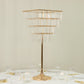 38" Crystal Pendant 4-Tier Table Centerpiece Chandelier – Gold Metal Vase Stand with Square Frame, Round Base & Hanging Crystals