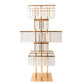 Gold crystal pendant table centerpiece with five-tier design and hanging crystals.